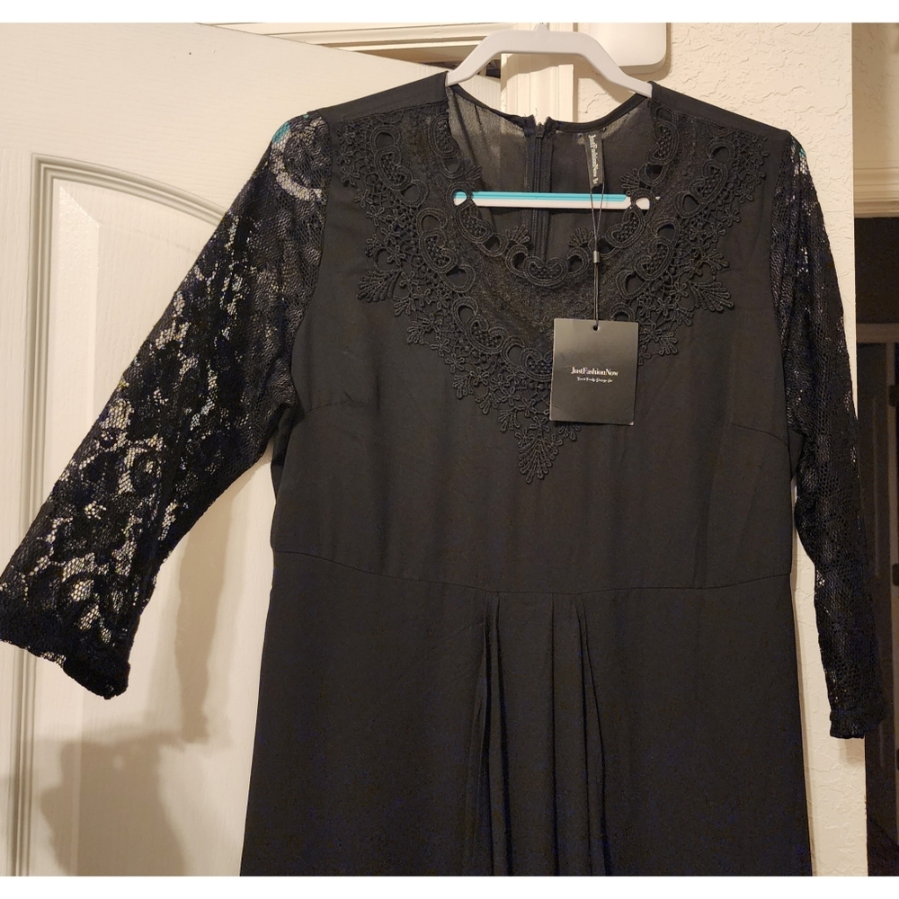 New JustFashionNow Midi Length Dress Formal Black Size XL - Picture 5 of 7